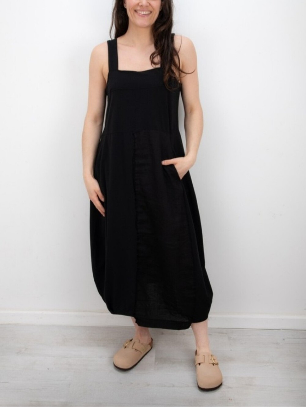 MAMA B BERNA BAG DRESS LAGAN LOOK OVERALL DRESS M